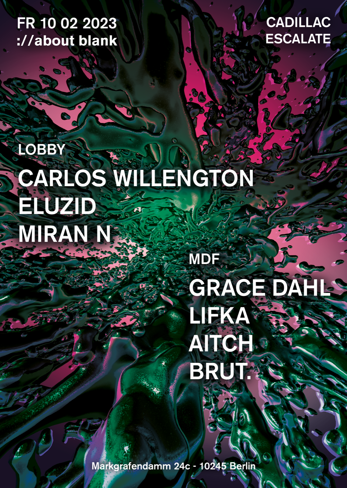 Cadillac Escalate with Carlos Willengton & Grace Dahl Flyer